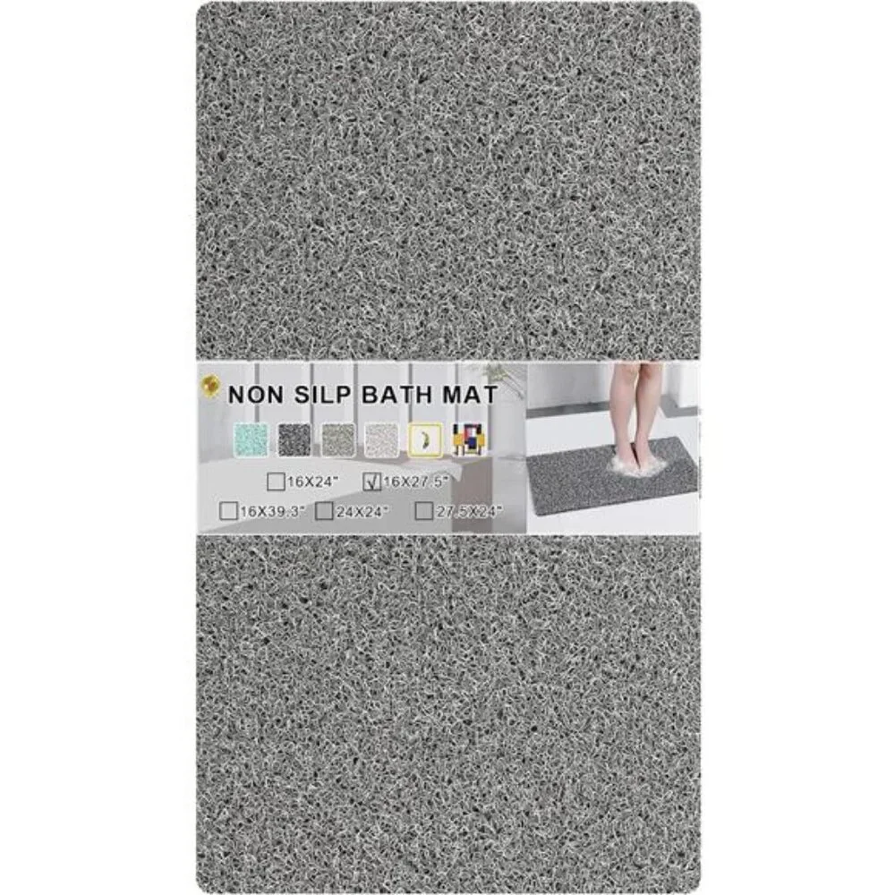 Non Slip Bathtub Mat Extra Thick Loofah Shower Bath Mat Quick Dry Grey